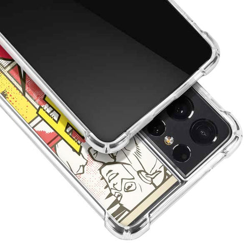 DC Comics The Flash Vintage Action Pose Pattern Galaxy S21 Ultra 5G Clear Case
