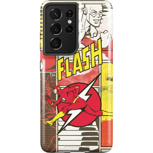 DC Comics The Flash Vintage Action Pose Pattern Galaxy S21 Ultra 5G Pro Case
