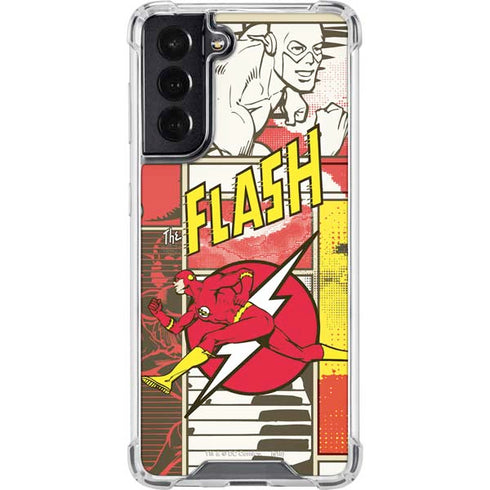 DC Comics The Flash Vintage Action Pose Pattern Galaxy S22 Clear Case