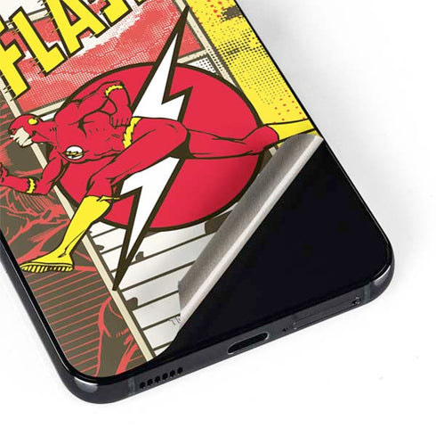 DC Comics The Flash Vintage Action Pose Pattern Galaxy S22 Skin