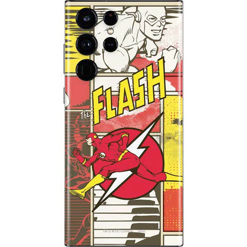 DC Comics The Flash Vintage Action Pose Pattern Galaxy S22 Ultra Skin