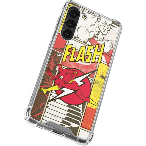 DC Comics The Flash Vintage Action Pose Pattern Galaxy S23 Plus Clear Case