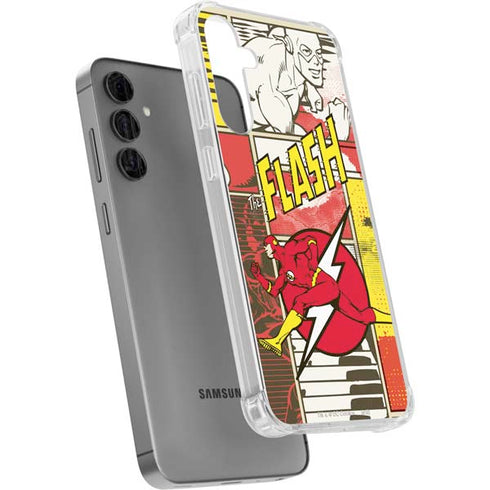 DC Comics Flash Block Pattern Galaxy S24 Plus Clear Case