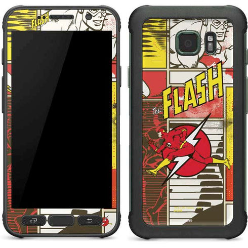DC Comics The Flash Vintage Action Pose Pattern Galaxy S7 Active Skin