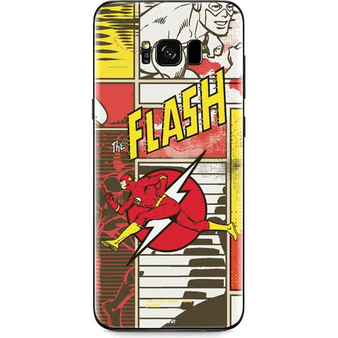 DC Comics The Flash Vintage Action Pose Pattern Galaxy S8 Plus Skin