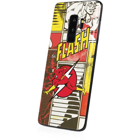 DC Comics The Flash Vintage Action Pose Pattern Galaxy S9 Plus Skin