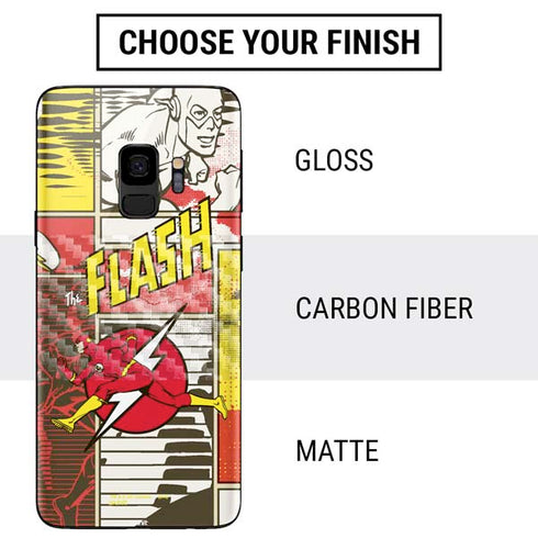 DC Comics The Flash Vintage Action Pose Pattern Galaxy S9 Skin