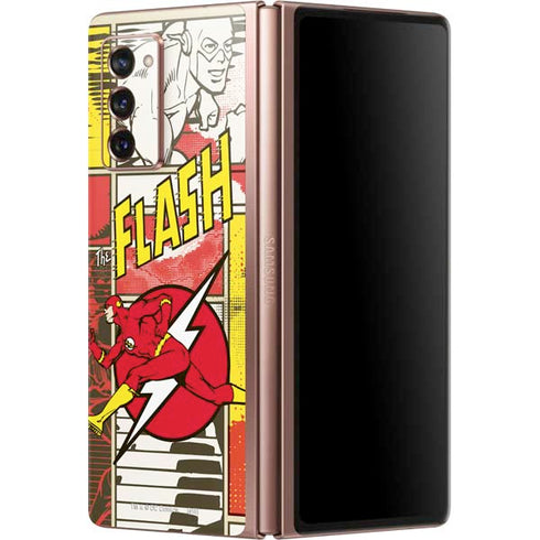 DC Comics The Flash Vintage Action Pose Pattern Galaxy Z Fold2 5G Skin