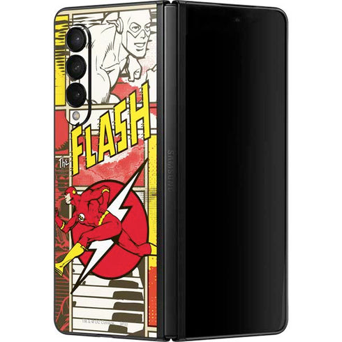 DC Comics The Flash Vintage Action Pose Pattern Galaxy Z Fold3 5G Skin