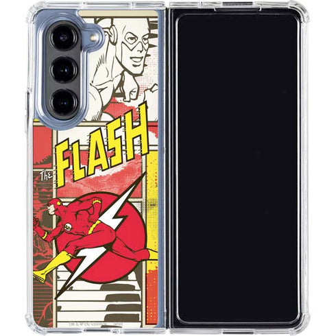 DC Comics Flash Block Pattern Galaxy Z Fold5 5G Clear Case