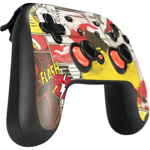 DC Comics The Flash Vintage Action Pose Pattern Google Stadia Controller Skin