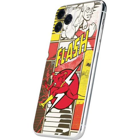 DC Comics The Flash Vintage Action Pose Pattern iPhone 11 Pro Skin