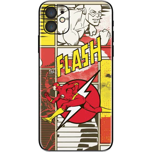 DC Comics The Flash Vintage Action Pose Pattern iPhone 11 Skin