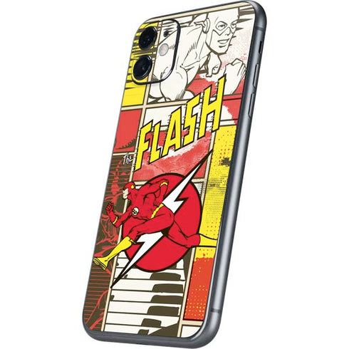 DC Comics The Flash Vintage Action Pose Pattern iPhone 11 Skin