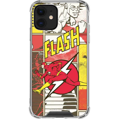 DC Comics The Flash Vintage Action Pose Pattern iPhone 12 Clear Case