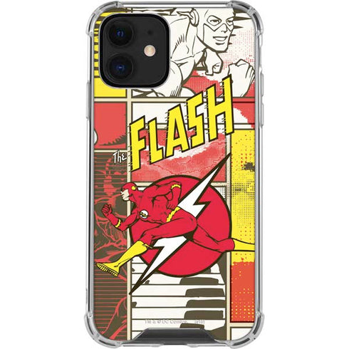DC Comics The Flash Vintage Action Pose Pattern iPhone 12 Mini Clear Case