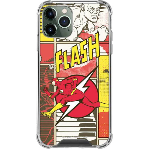 DC Comics The Flash Vintage Action Pose Pattern iPhone 12 Pro Clear Case