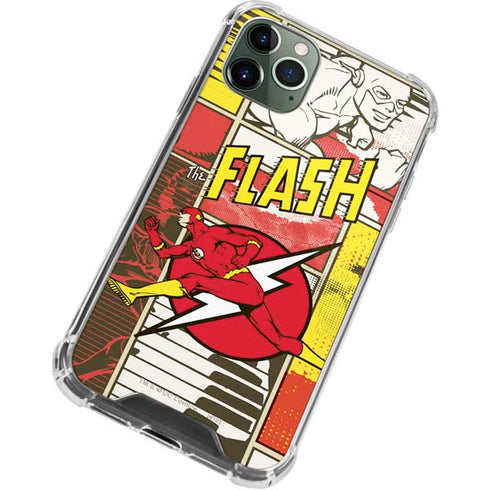 DC Comics The Flash Vintage Action Pose Pattern iPhone 12 Pro Clear Case