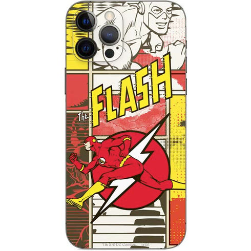 DC Comics The Flash Vintage Action Pose Pattern iPhone 12 Pro Skin