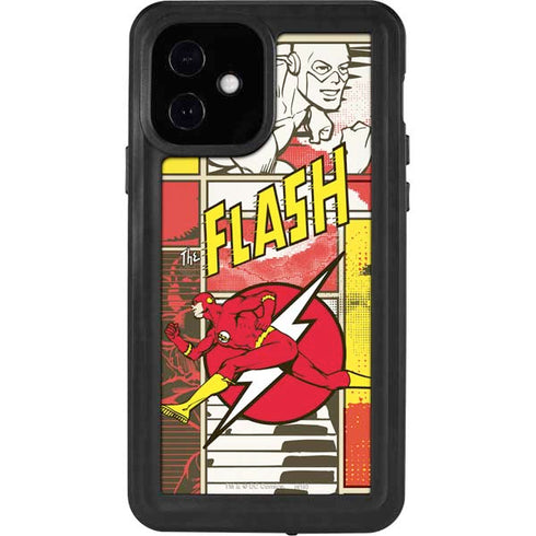 DC Comics The Flash Vintage Action Pose Pattern iPhone 12 Waterproof Case