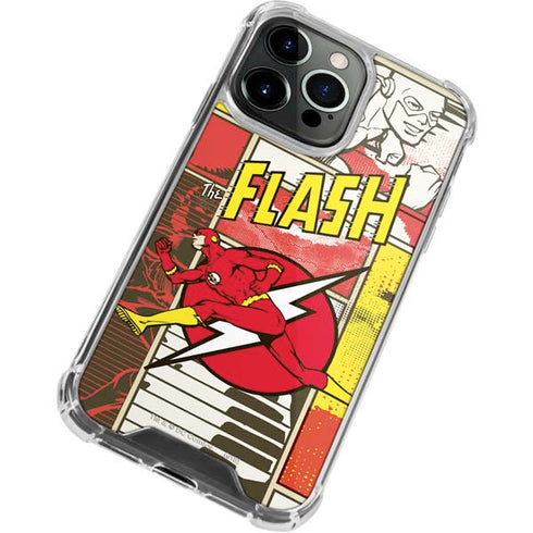 DC Comics The Flash Vintage Action Pose Pattern iPhone 13 Pro Max Clear Case