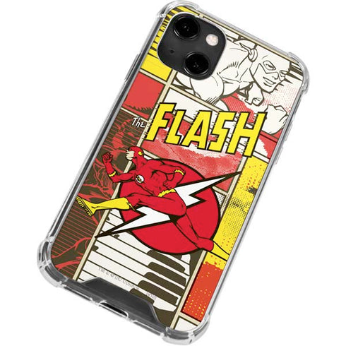 DC Comics The Flash Vintage Action Pose Pattern iPhone 14 Clear Case
