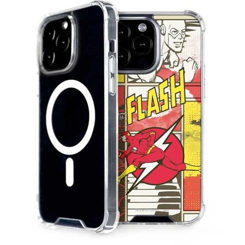 DC Comics The Flash Vintage Action Pose Pattern iPhone 14 Pro Max MagSafe Case