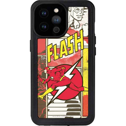 DC Comics The Flash Vintage Action Pose Pattern iPhone 14 Pro Max Waterproof Case