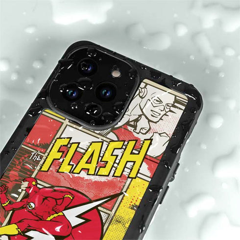 DC Comics The Flash Vintage Action Pose Pattern iPhone 14 Pro Max Waterproof Case