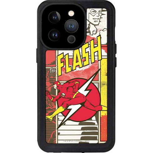 DC Comics The Flash Vintage Action Pose Pattern iPhone 14 Pro Waterproof Case