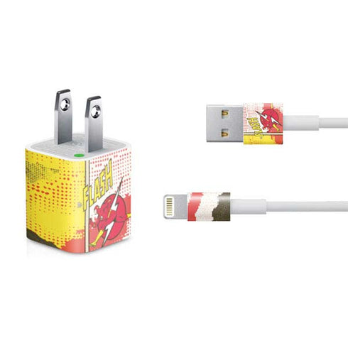 DC Comics The Flash Vintage Action Pose Pattern iPhone Charger (5W USB) Skin