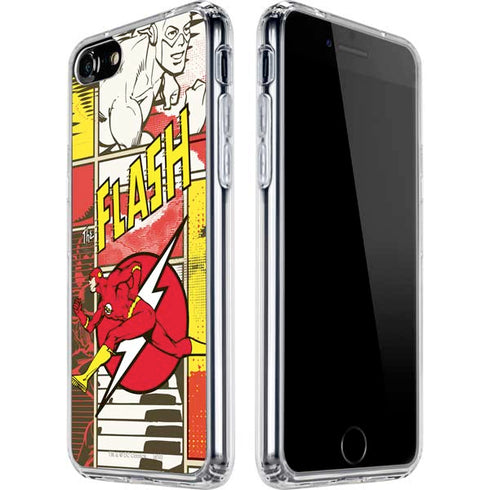 DC Comics The Flash Vintage Action Pose Pattern iPhone SE (2nd & 3rd Gen) Clear Case