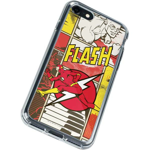 DC Comics The Flash Vintage Action Pose Pattern iPhone SE (2nd & 3rd Gen) Clear Case