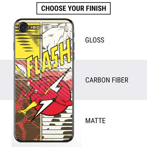 DC Comics The Flash Vintage Action Pose Pattern iPhone SE (2nd & 3rd Gen) Skin