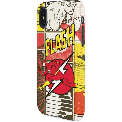 DC Comics The Flash Vintage Action Pose Pattern iPhone XS Pro Case