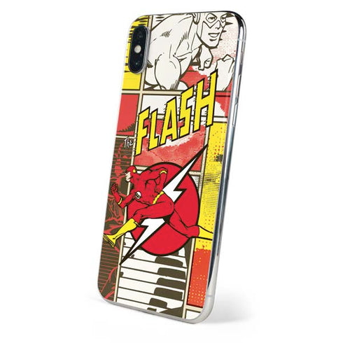 DC Comics The Flash Vintage Action Pose Pattern iPhone XS Skin