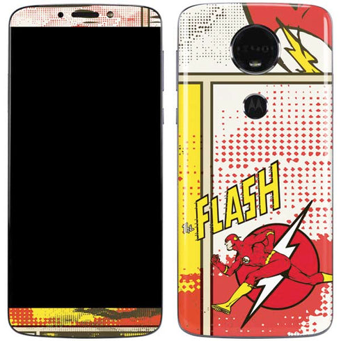DC Comics The Flash Vintage Action Pose Pattern Moto E5 Plus Skin