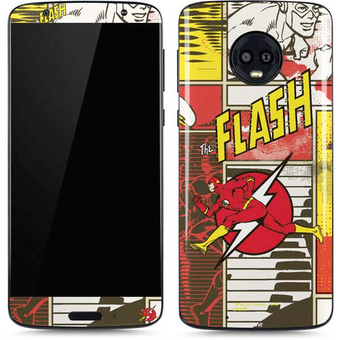 DC Comics The Flash Vintage Action Pose Pattern Moto G6 Skin