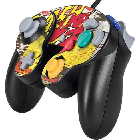 DC Comics The Flash Vintage Action Pose Pattern Nintendo GameCube Controller Skin