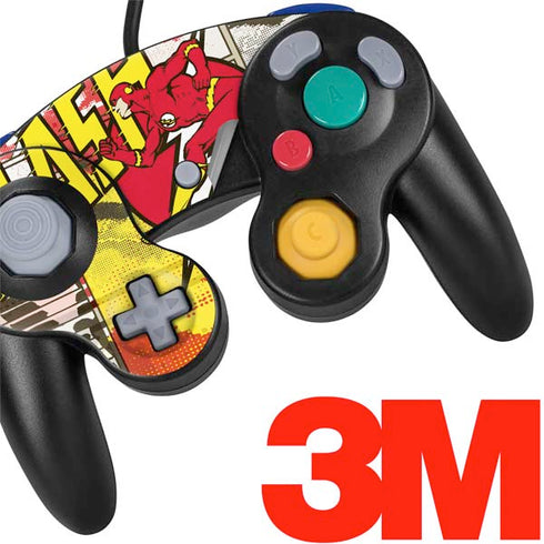 DC Comics The Flash Vintage Action Pose Pattern Nintendo GameCube Controller Skin