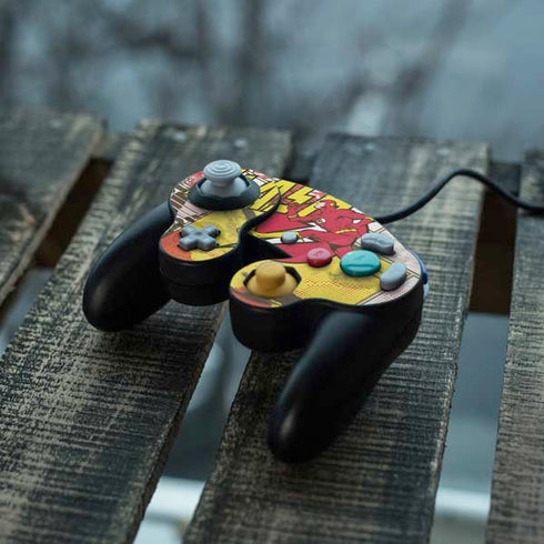 DC Comics The Flash Vintage Action Pose Pattern Nintendo GameCube Controller Skin