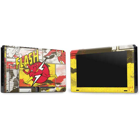 DC Comics The Flash Vintage Action Pose Pattern Nintendo Switch Bundle Skin