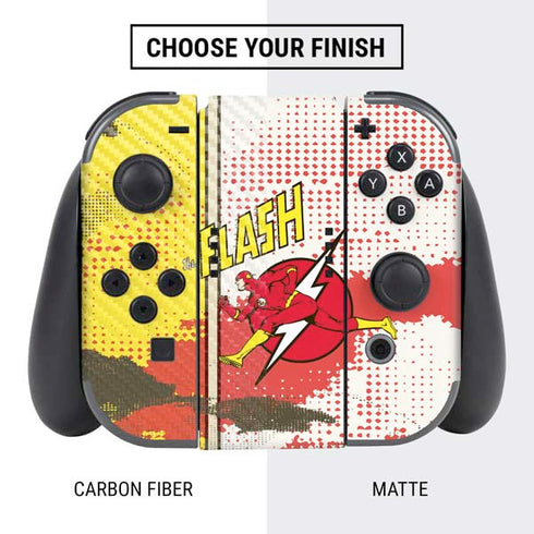 DC Comics The Flash Vintage Action Pose Pattern Nintendo Switch Bundle Skin