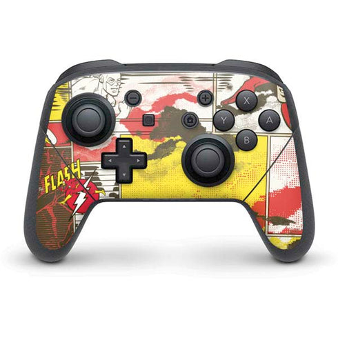 DC Comics The Flash Vintage Action Pose Pattern Nintendo Switch Pro Controller Skin