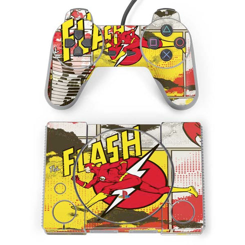 DC Comics The Flash Vintage Action Pose Pattern PlayStation Classic Bundle Skin