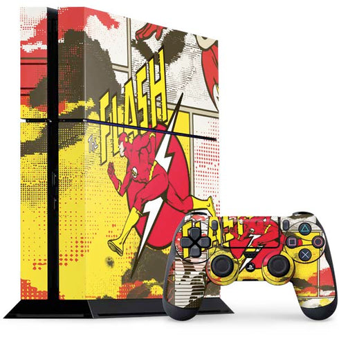 DC Comics The Flash Vintage Action Pose Pattern PS4 Console and Controller Bundle Skin