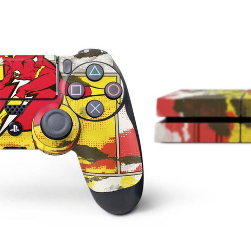 DC Comics The Flash Vintage Action Pose Pattern PS4 Console and Controller Bundle Skin
