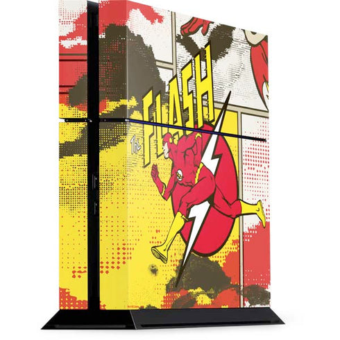 DC Comics The Flash Vintage Action Pose Pattern PS4 Console Skin