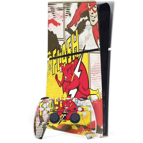 DC Comics Flash Block Pattern PS5 Slim Digital Edition Console Skin
