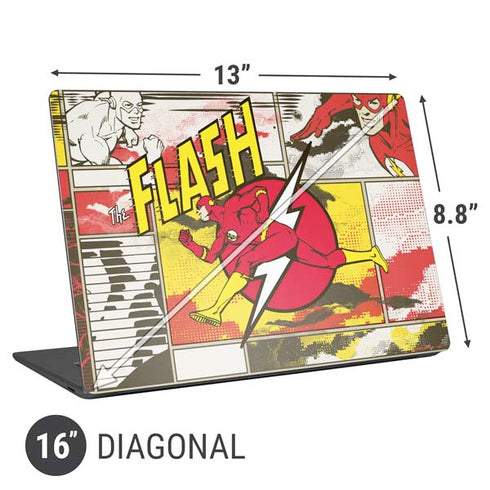 DC Comics The Flash Vintage Action Pose Pattern Universal Laptop 16in (13 x 9.4in) Skin